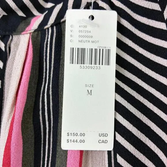 Anthropologie Geometric Pattern Striped Midi Dress with High Neck -NWT - Picture 9 of 14